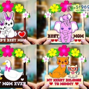 Adornos Colgantes de Animales para Mamá con Mensajes Tiernos – Corte Láser