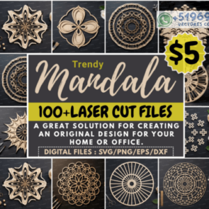 Pack de Mandalas Modernos para Corte Láser – Más de 100 Diseños Decorativos en Madera