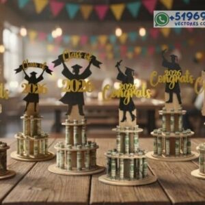Pastel de Dinero para Graduación en Madera – Diseño Creativo para Corte Láser 2026