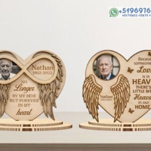 Placas Conmemorativas en Madera con Alas – Pack de Recuerdos Eternos para Corte Láser