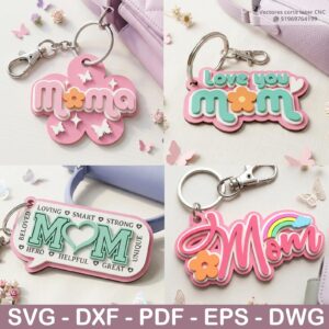 Llaveros Personalizados para Mamá en Capas para Corte Láser