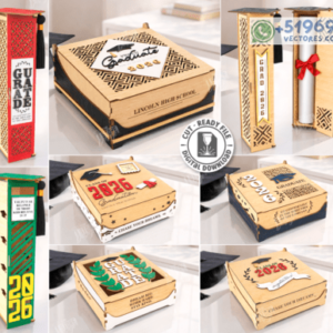 Cajas y Recuerdos de Graduación en Madera – Pack 2026 Personalizable para Corte Láser
