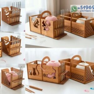 Cajas Organizadoras de Hilo en Madera para Corte Láser – Diseño Funcional con Compartimentos Inteligentes