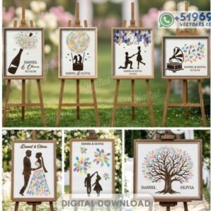 Cuadros de Huellas para Bodas y Eventos – Pack de 10 Diseños Personalizados para Corte Láser