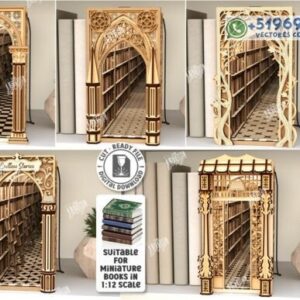 Espejo Infinito de Biblioteca en Miniatura – Decoración 3D para Corte Láser
