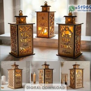Faroles de Boda Personalizados en Madera – Pack de 10 Diseños 3D para Corte Láser