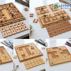 Juegos de Mesa Tipo Laberinto en Madera – Pack Interactivo para Corte Láser