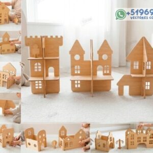 Ciudad Montessori en Madera para Niños – Pack de Construcción Educativa para Corte Láser