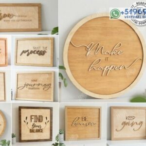 Letreros Motivacionales en Madera para Pared – Pack Decorativo con Frases Inspiradoras
