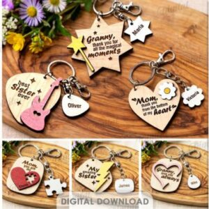 Llaveros Personalizados 3D para el Día de la Madre en Madera – Pack de Diseños Emotivos para Corte Láser