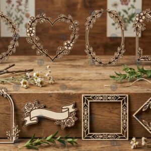 Marcos Florales Decorativos en Madera – Pack de 8 Diseños Elegantes para Corte Láser