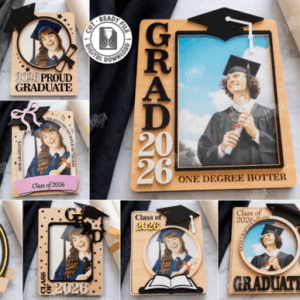 Mini Marcos de Fotos de Graduación 2026 en Madera – Pack Creativo para Corte Láser