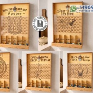 Juego de Tapa Botellas en Madera – Cuadro Interactivo para Coleccionar Corchos