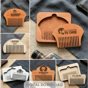 Pack de Peines de Madera para Barba – Diseños Elegantes para Corte Láser