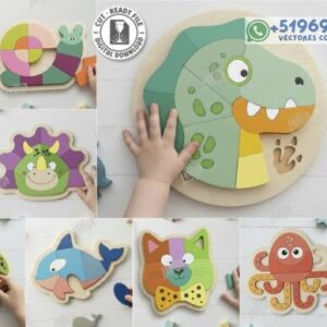 Rompecabezas de Animales Infantiles en Madera – Pack Didáctico para Corte Láser