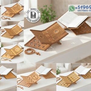 Soportes para Biblia en Madera para Corte Láser – Diseño Plegable Decorativo y Funcional