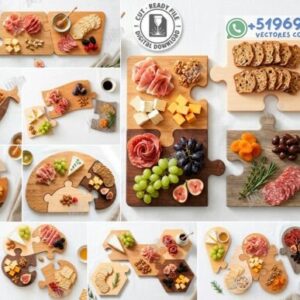 Tablas de Charcutería Tipo Rompecabezas en Madera – Pack Modular Gourmet para Corte Láser