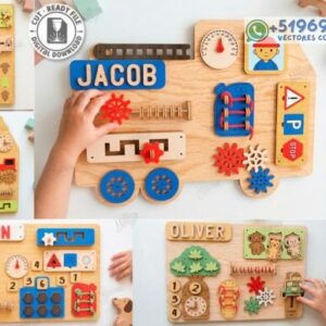 Tablero de Actividades Montessori Personalizado en Madera – Pack Educativo para Corte Láser