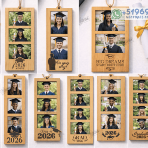 Marcos de Fotos de Graduación en Tira – Pack 2026 para Corte Láser en Madera
