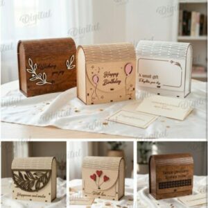 Cajas cartera de Regalo Decorativas en Madera – Pack de 10 Diseños 3D para Corte Láser