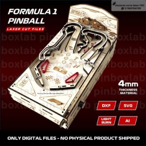 Pinball Fórmula 1 en Madera para Corte Láser