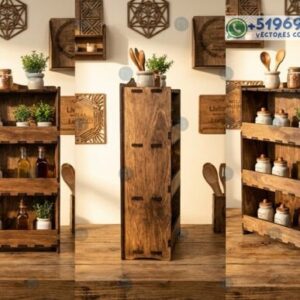 Estante Organizador de Cocina en Madera – Diseño Funcional para Corte Láser 6 mm