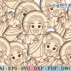 Sagrado Corazón de Jesús en Madera – Diseño Religioso Decorativo para Corte Láser