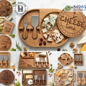 Tablas de Queso en Madera con Compartimentos – Pack Gourmet para Corte Láser