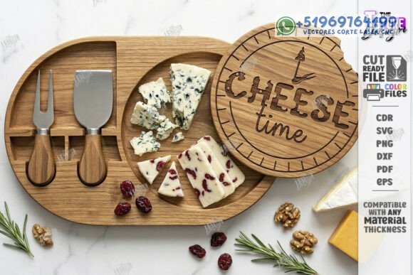 Tablas de Queso en Madera con Compartimentos – Pack Gourmet para Corte Láser - Imagen 4