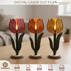 Portavelas Tulipán 3D para Corte Láser
