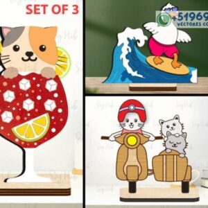 Adornos Veraniegos de Animales Kawaii – Pack Decorativo para Corte Láser