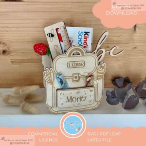 Organizador Escolar Personalizable en Forma de Mochila para Corte Láser