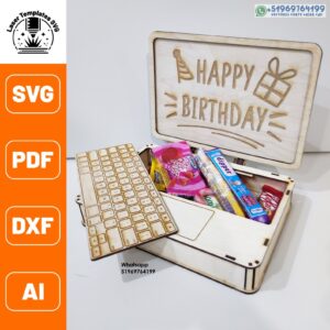 Caja sorpresa tipo laptop portatil personalizable para cumpleaños dia del padre para corte láser