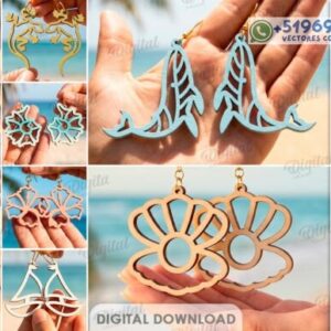 Aretes y Pendientes Artísticos de verano nautico – Pack Moderno para Corte Láser