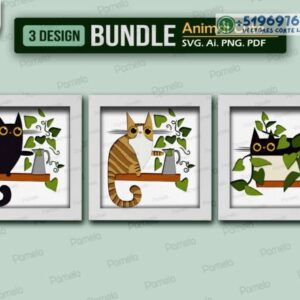 Cuadros Artísticos de Gatos Minimalistas – Pack Decorativo Multicapa para Corte Láser