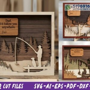 Cuadro Multicapa “Papá Pescador” – Decoración Emotiva para Corte Láser