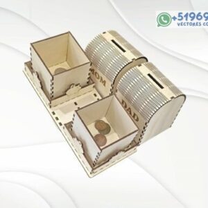 Hucha Organizadora de Monedas – Caja Ahorradora para Corte Láser