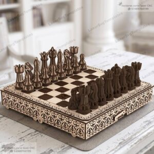 Juego de Ajedrez y Damas para Corte Láser