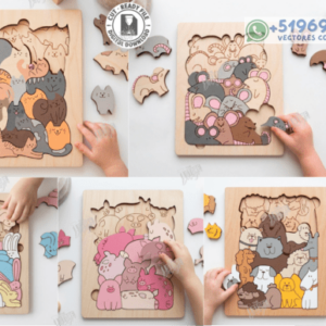 Rompecabezas de Animales en Madera – Pack Didáctico Infantil para Corte Láser
