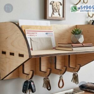 Organizador de pared para llaves y correspondencia en corte láser