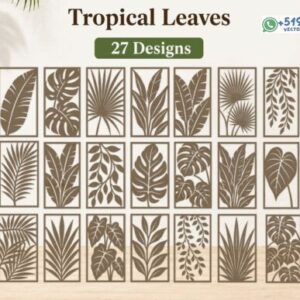Cuadros paneles de Hojas Tropicales en Madera para Corte Láser