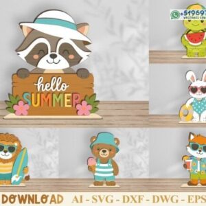 Figuras Decorativas de Verano con Animalitos para Corte Láser