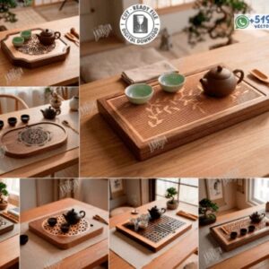 Bandeja de té Gongfu CNC en Madera para Corte Láser
