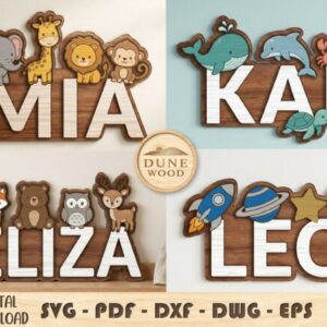 Nombres Personalizados Infantiles en Madera para Corte Láser