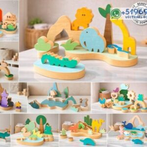 Bloques de Construcción de Animales – Pack Educativo en Madera para Corte Láser