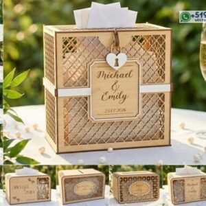 Caja para Tarjetas de Boda en Madera para Corte Láser