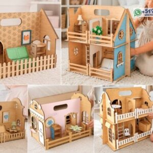 Casas de muñecas en miniatura para corte láser en madera