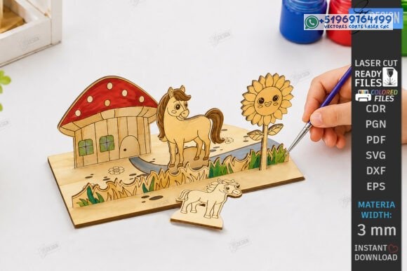 Escenarios Infantiles para Pintar en Madera para Corte Láser - Imagen 6