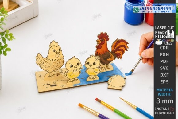 Escenarios Infantiles para Pintar en Madera para Corte Láser - Imagen 2