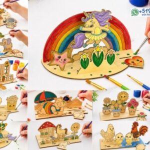 Escenarios Infantiles para Pintar en Madera para Corte Láser
